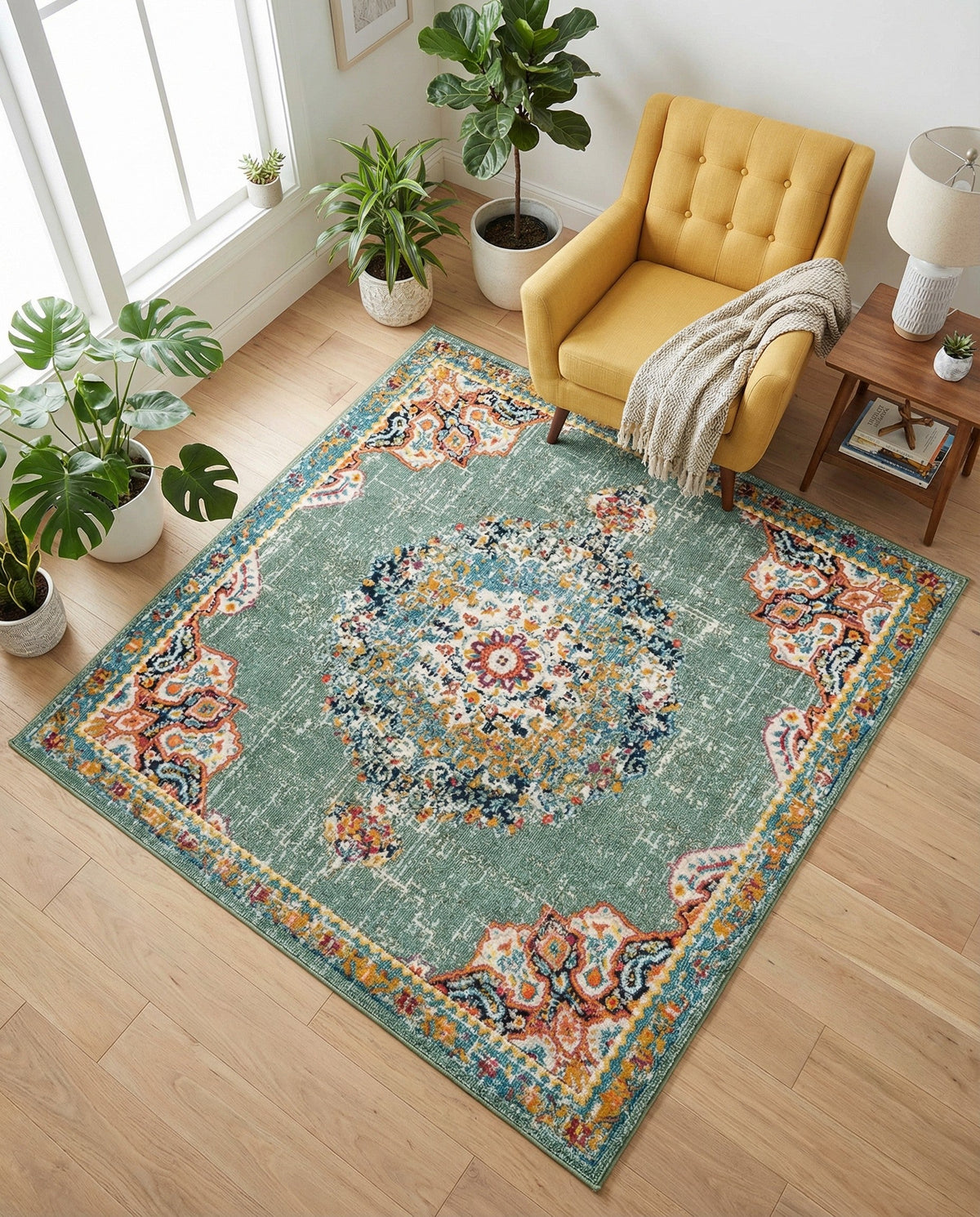 Brighton Terrace Collection Area Rug - Hove (Green) Square Green  lifestyle 119