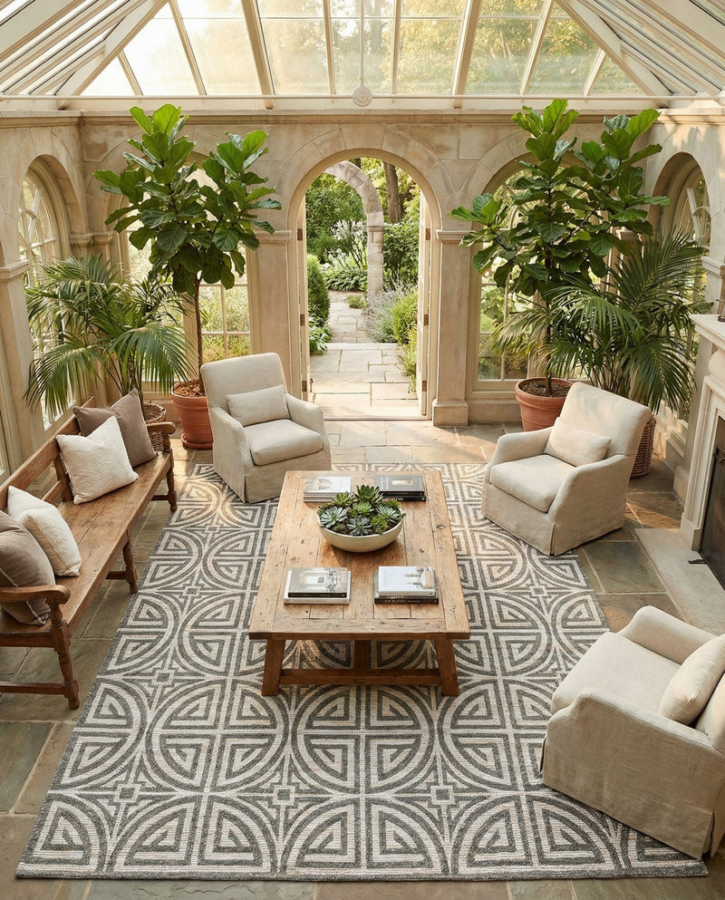 Savannah Threads Collection Area Rug -  Thar Rectangle Gray and Ivory  lifestyle 14