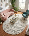 Hollywood Luxe Collection Area Rug -  Beverly (White Silver) Oval White Silver  lifestyle 54