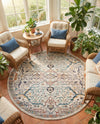 Seville Stripes Collection Area Rug -  Malaga (Ivory) Round Ivory  lifestyle 29