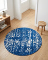 Brighton Stripes Collection Area Rug - Sussex (Navy Blue) Round Navy Blue  lifestyle 41