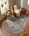 Seville Stripes Collection Area Rug - Cadiz (Blue) Oval Blue  lifestyle 53