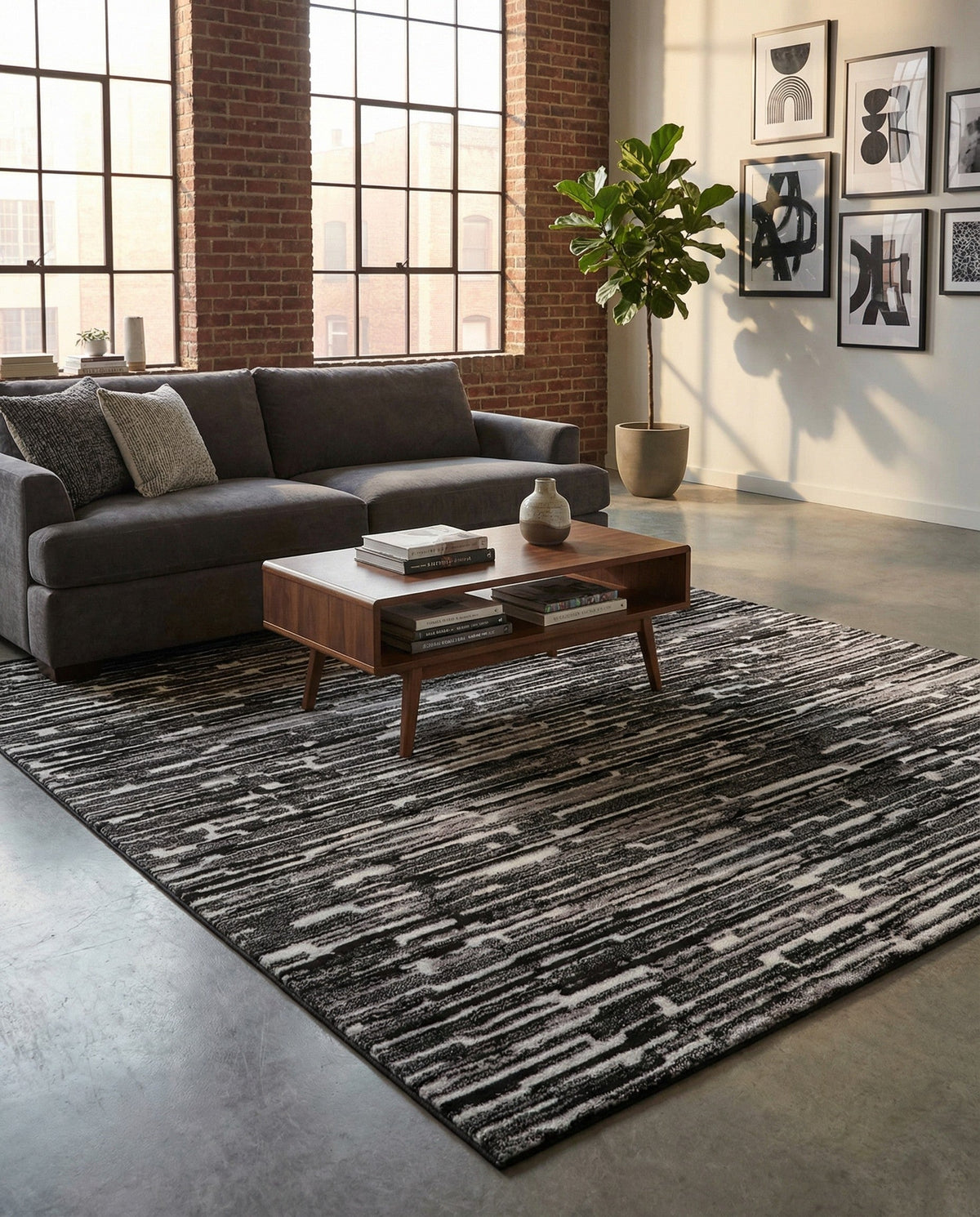 Sienna Collection Area Rug -  Rome Rectangle Black and Ivory  lifestyle 53