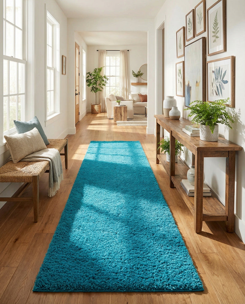 Plush Oasis Collection Area Rug - Serenity (Turquoise) Runner Turquoise  lifestyle 69