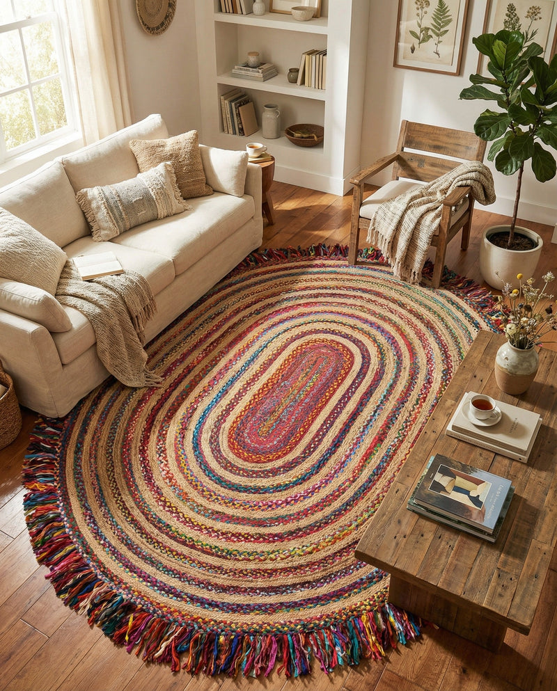 Osian Looms Collection Area Rug - Kathmandu Oval Multi  lifestyle 25