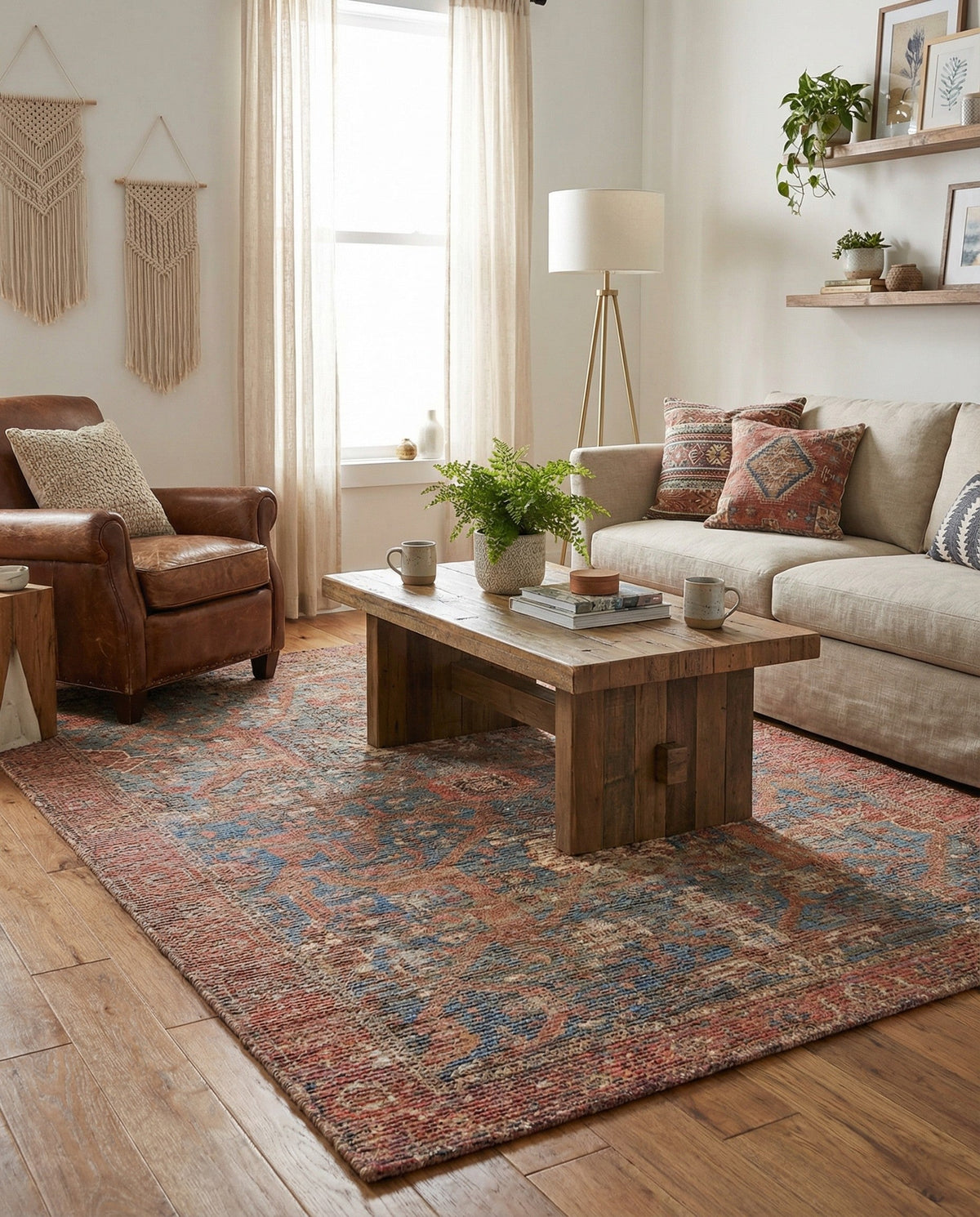 Savannah Threads Collection Area Rug -  Patagonian Rectangle Antique Blue  lifestyle 5