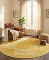 Dover Terrace Collection Area Rug -  Lagoon (Yellow) Round Yellow  lifestyle 55