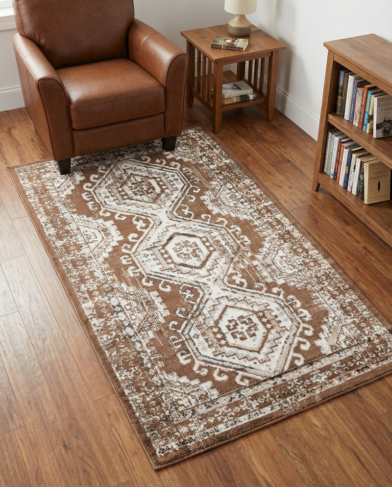 Savannah Elegance Collection Area Rug -  Tybee (Brown) Rectangle Brown  lifestyle 26