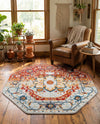 Parisian Elegance Collection Area Rug - Versailles (Rust Red) Octagon Rust Red  lifestyle 72