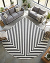 Urban Terrace Collection Area Rug -  Astoria (White and Black) Round White and Black  lifestyle 20