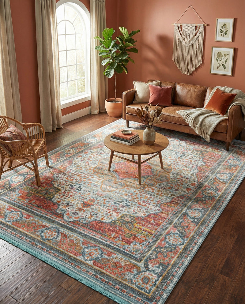 Caribbean Breeze Collection Area Rug -  Floriana Rectangle Light Blue  lifestyle 22