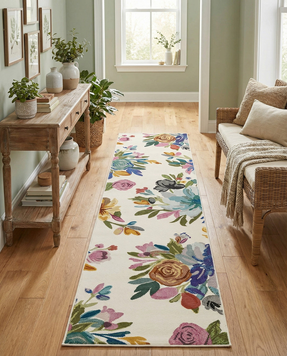 Meadow Breeze Collection Area Rug - Wildflower Runner Ivory  lifestyle 179