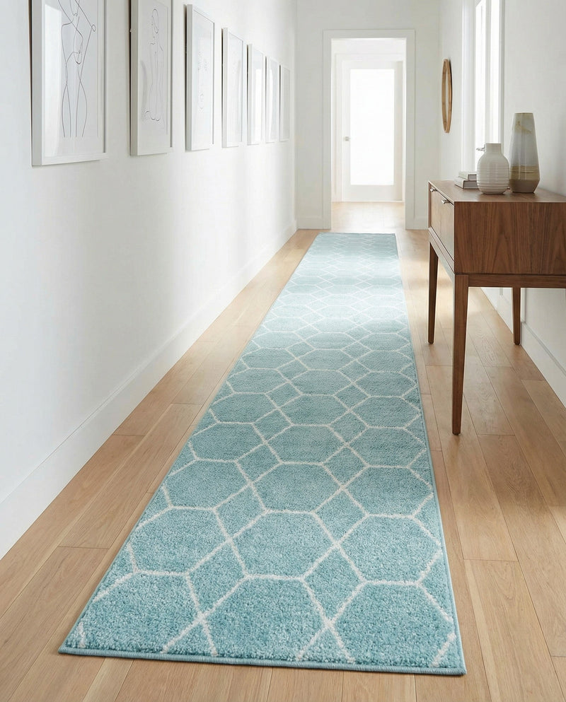Trellis Mosaic Collection Area Rug - Arborville (Light Blue) Runner Light Blue  lifestyle 33