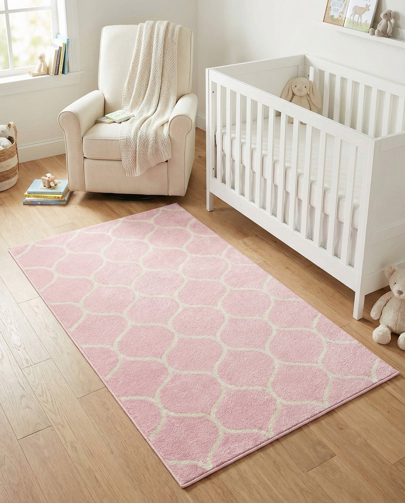 Trellis Mosaic Collection Area Rug -  Pergolatown (Light Pink) Rectangle Light Pink  lifestyle 4