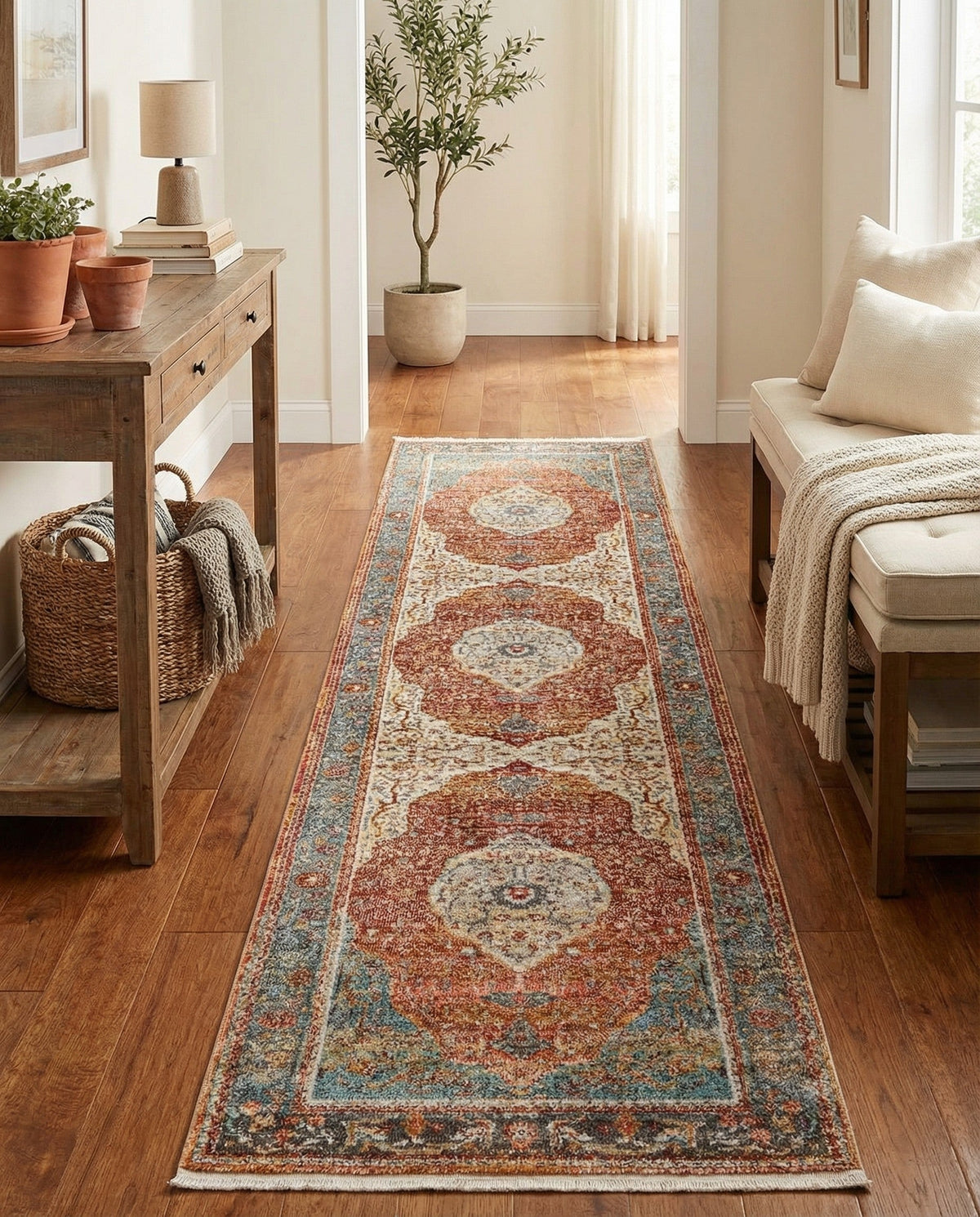 Caribbean Breeze Collection Area Rug -  Vieques Runner Rust Red  lifestyle 69