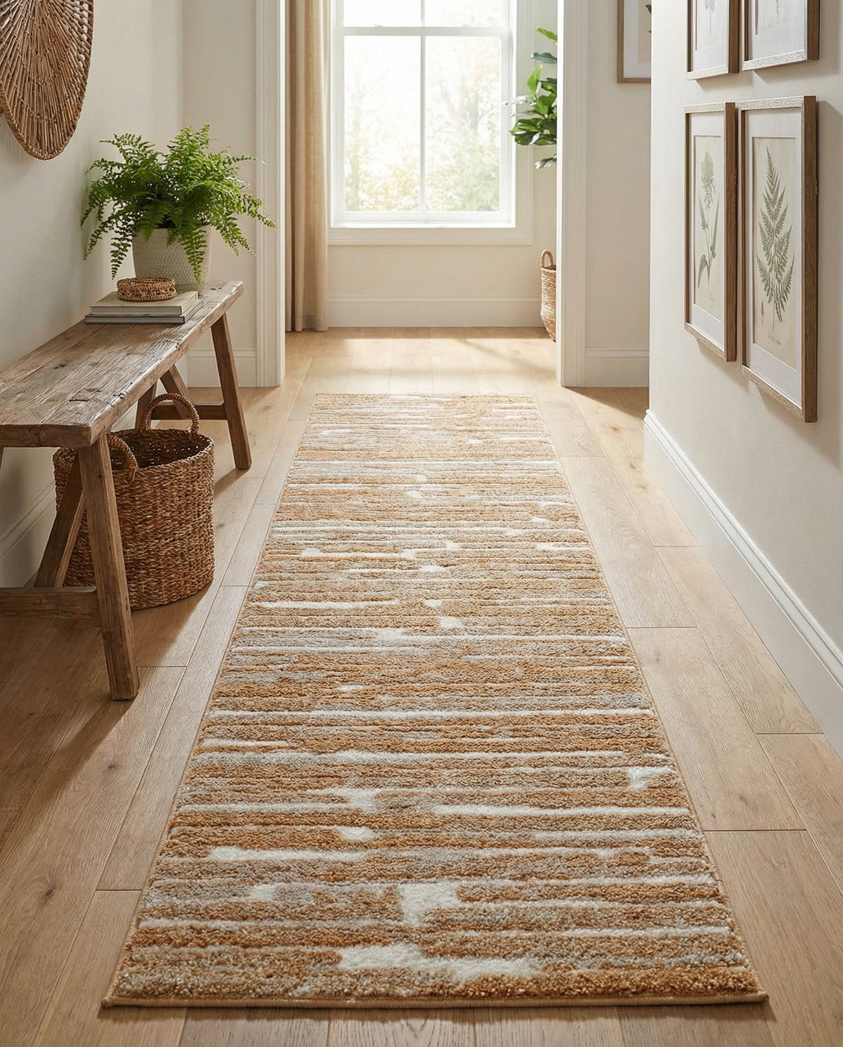 Sienna Collection Area Rug -  Rome Runner Caramel and Ivory  lifestyle 168