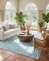 Garden Maze Retreat Collection Area Rug -  Topiarytrail Rectangle Blue  lifestyle 40