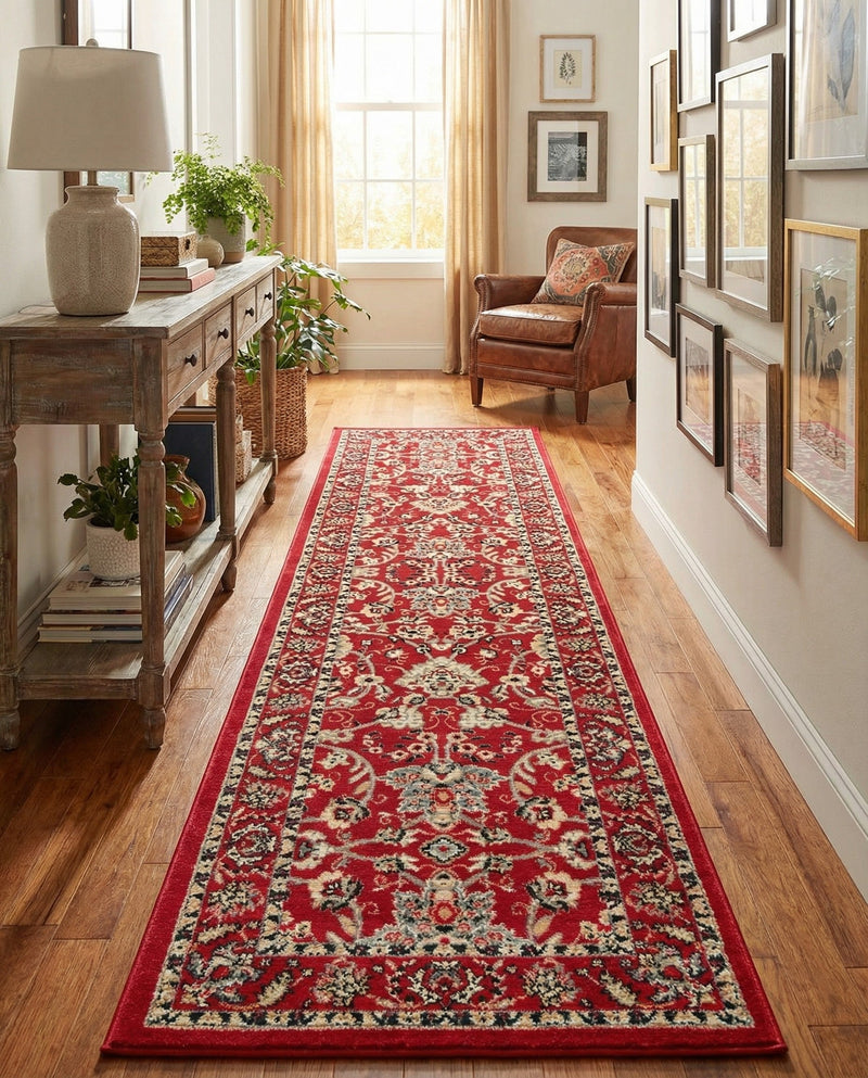 Isfahan Elegance Collection Area Rug - Naghsh-e Jahan (Red) Runner Red  lifestyle 53