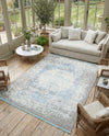Rustic Charm Revival Collection Area Rug -  Meadowland Rectangle Light Blue  lifestyle 49