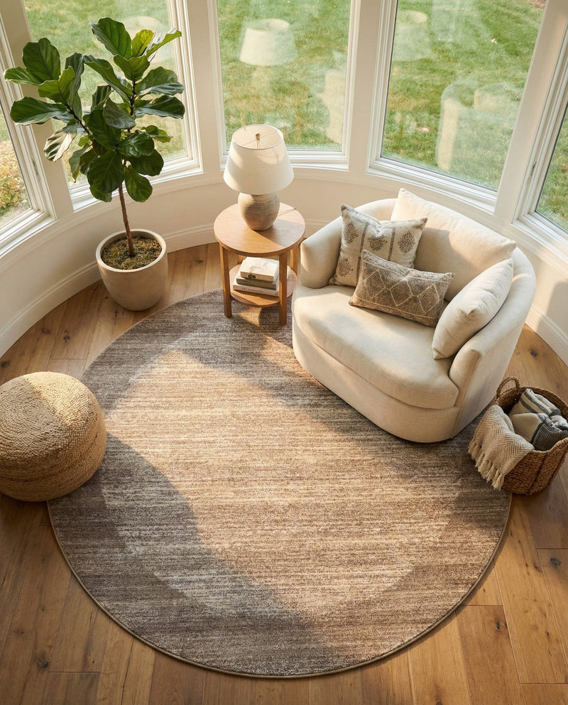 Studio Haven Collection Area Rug -  Conservatory (Beige) Round Beige  lifestyle 60