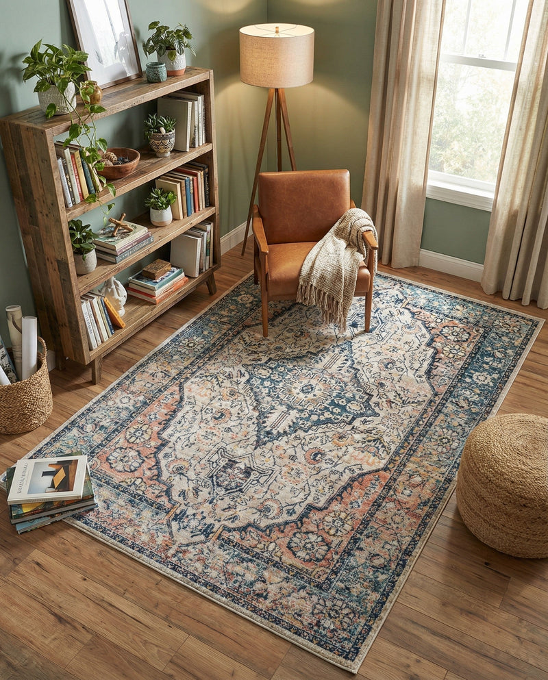 Seville Stripes Collection Area Rug - Cadiz (Blue) Rectangle Blue  lifestyle 10