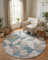 Dresden Elegance Collection Area Rug - Meissen Round Blue  lifestyle 44