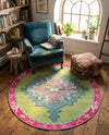 Heritage Elegance Collection Area Rug -  Winterthur (Green) Round Green  lifestyle 52
