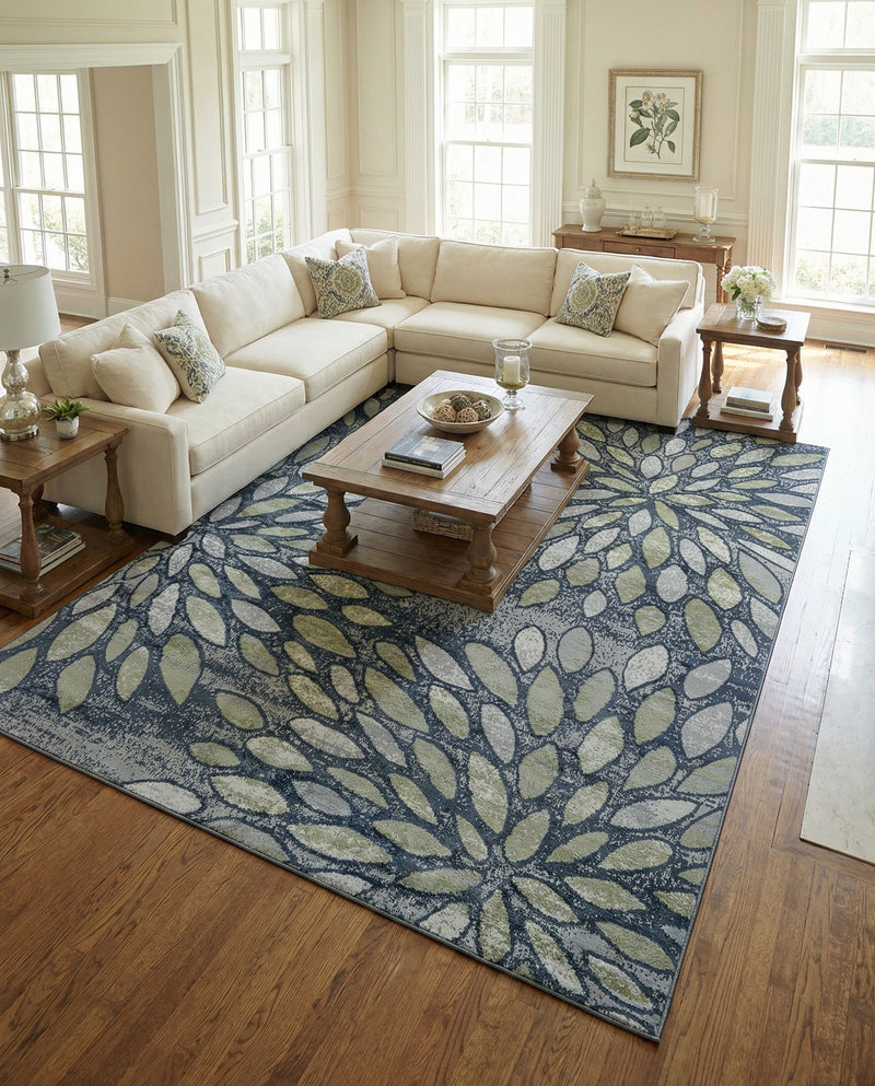 Savannah Elegance Collection Area Rug -  Riverfront Rectangle Navy Blue  lifestyle 16