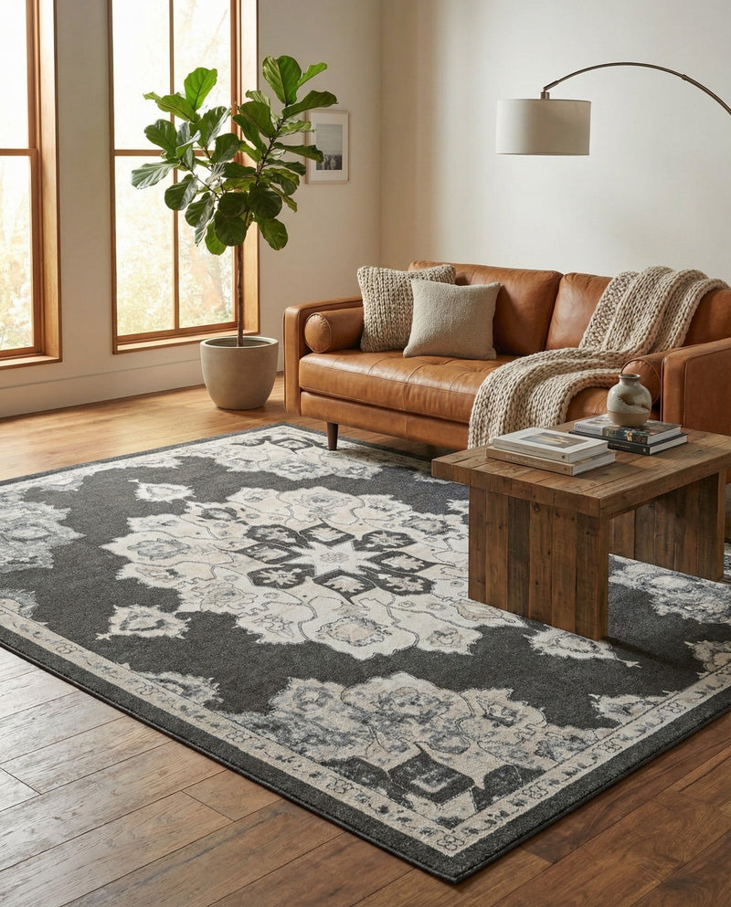 Beverly Grove Collection Area Rug - Melrose (Charcoal) Rectangle Charcoal  lifestyle 6