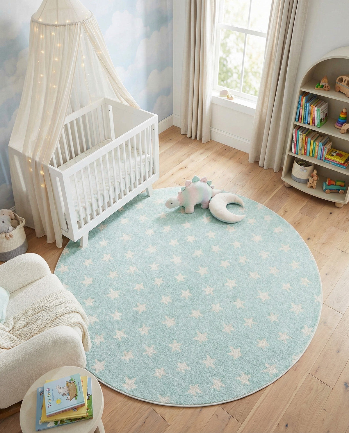 Wonder Tykes Collection Area Rug -  Mosaic Round Clear Blue  lifestyle 161