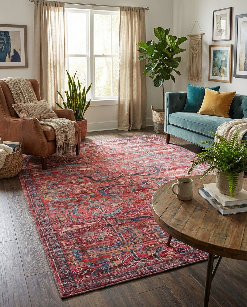 Zahara Oasis Collection Area Rug -  Tangier Rectangle Rust Red  lifestyle 12