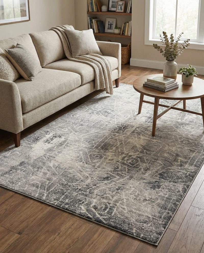Riviera Elegance Collection Area Rug -  Grasse Rectangle Dark Gray  lifestyle 28