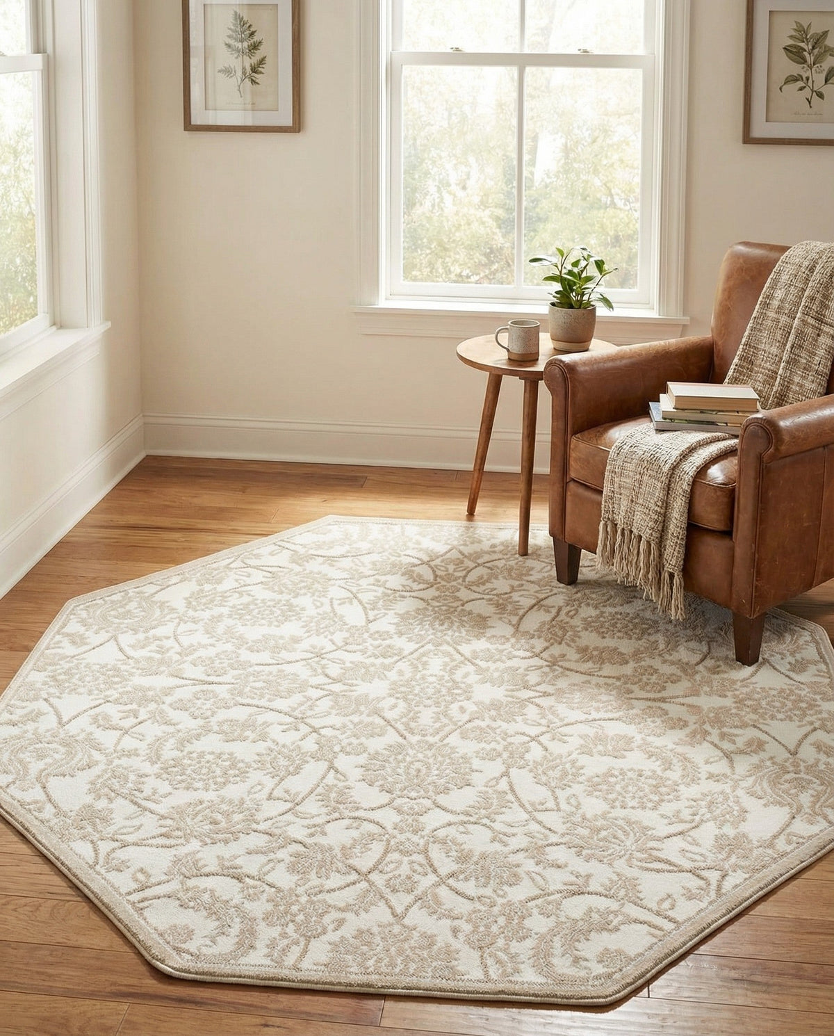 Andes Summit Collection Area Rug -  Chimborazo Octagon Snow White  lifestyle 81