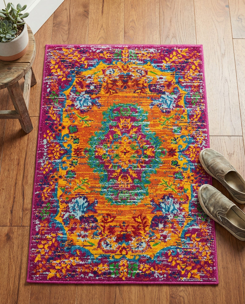 Caribbean Cove Collection Area Rug -  Nevis Rectangle Orange  lifestyle 18