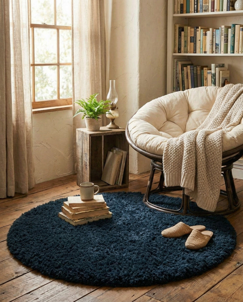 Eternal Plush Oasis Collection Area Rug -  Tranquility (Cobalt) Round Cobalt  lifestyle 58