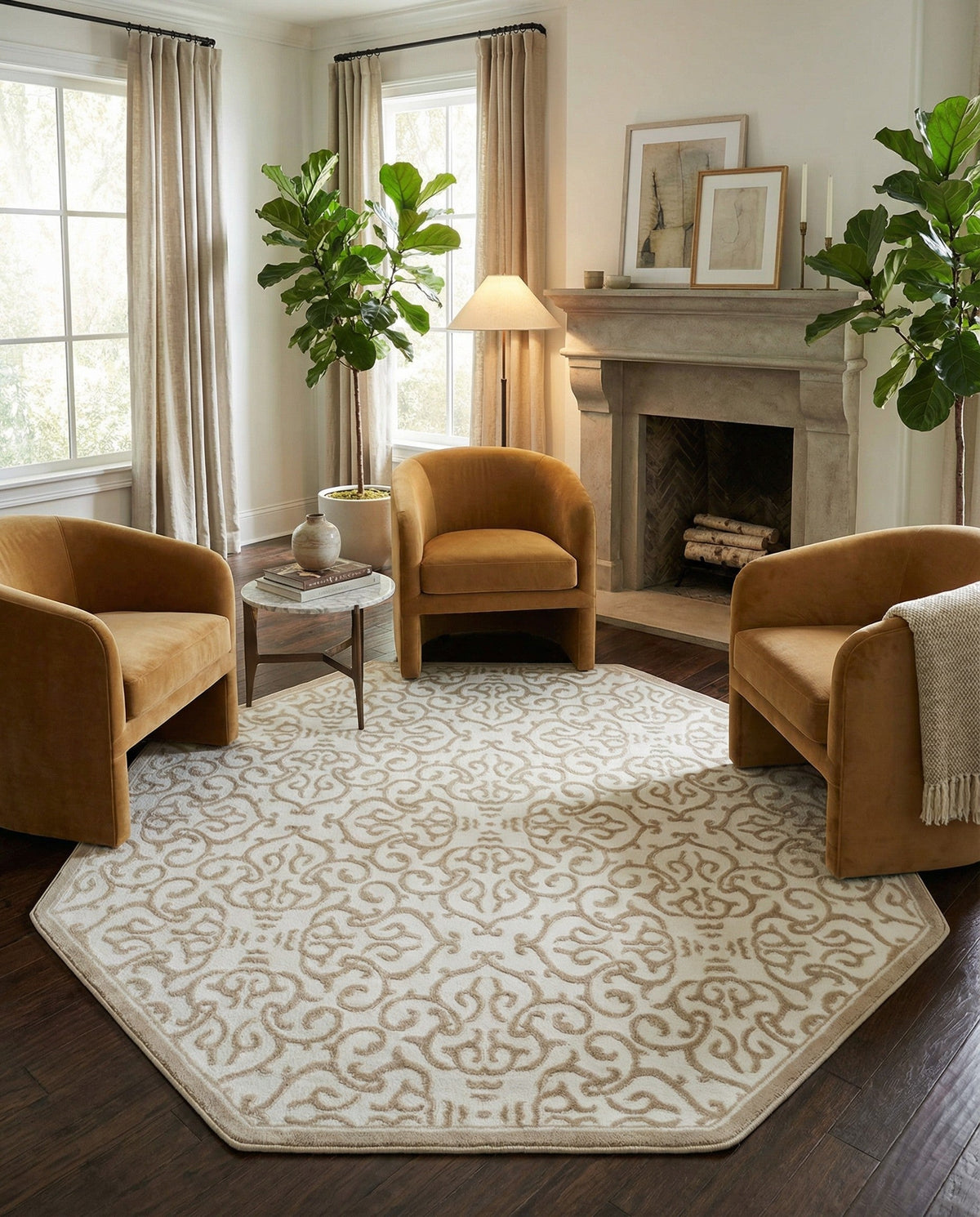 Andes Summit Collection Area Rug -  Pichincha Octagon Snow White  lifestyle 101