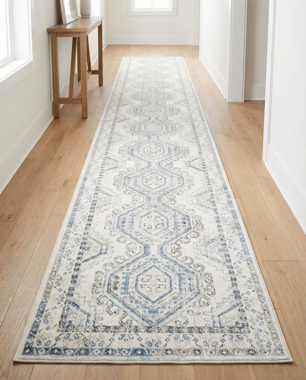 Savannah Elegance Collection Area Rug -  Tybee (Ivory Aqua) Runner Ivory Aqua  lifestyle 90