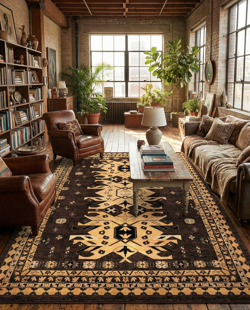 Tabriz Tapestries Collection Area Rug - Azerbaijan (Brown) Rectangle Brown  lifestyle 16