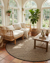 Sequoia Handwoven Jute Collection Area Rug - Aspen Round Black and White  lifestyle 33