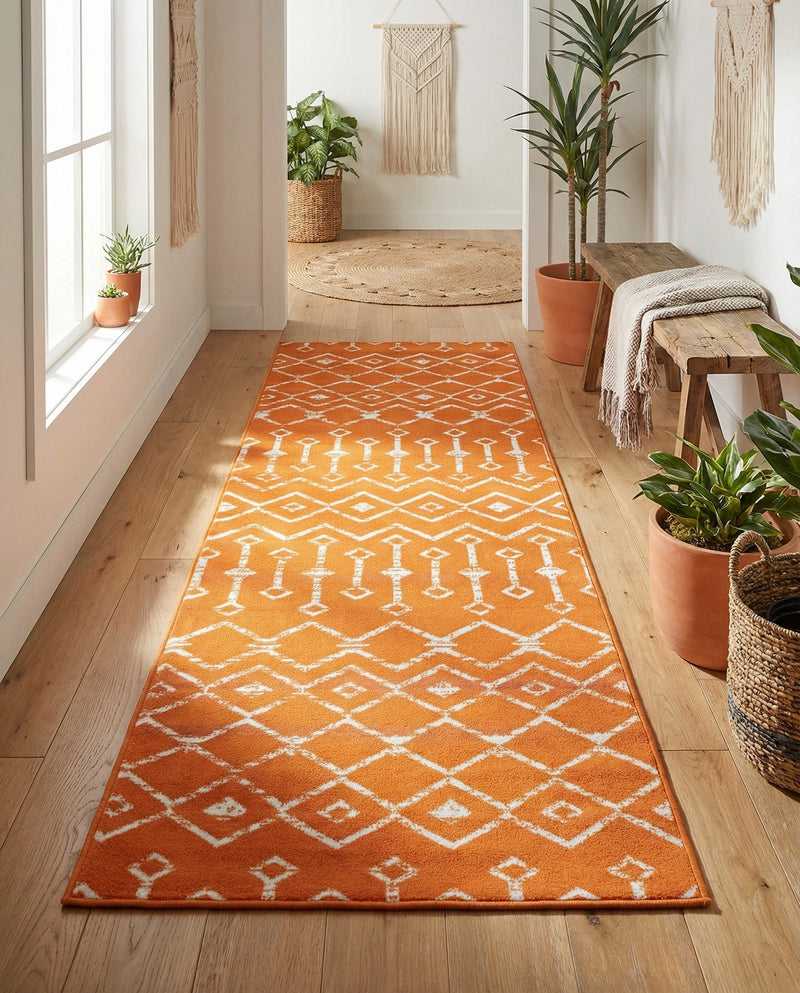 Marrakech Lattice Collection Area Rug - Medina (Orange) Runner Orange  lifestyle 28