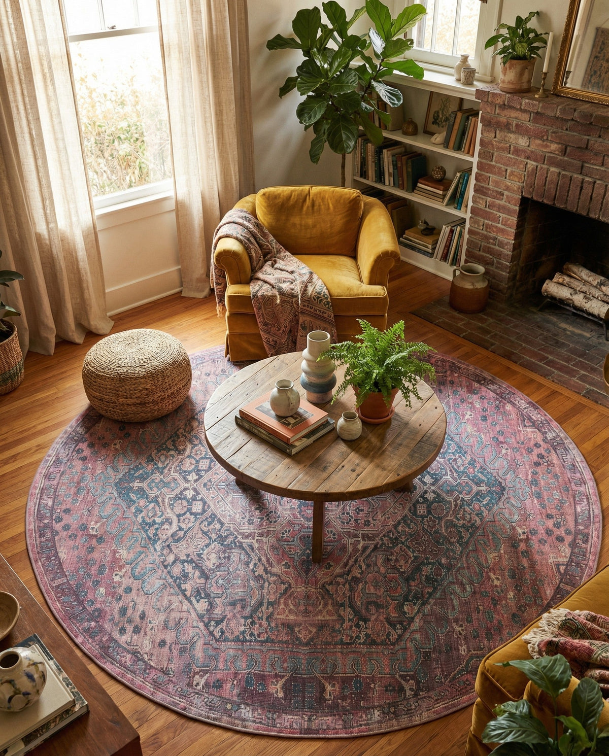 Zahara Oasis Collection Area Rug -  Agadir Round Antique Rust Red  lifestyle 82
