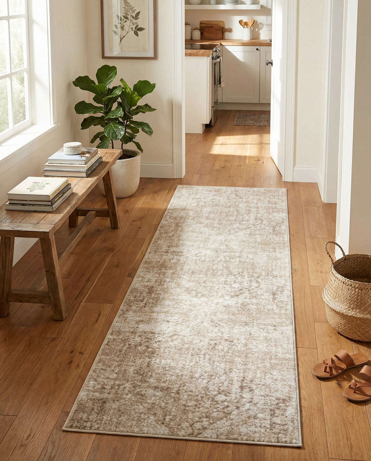 Coastal Manor Collection Area Rug -  Wavecrest Runner Beige  lifestyle 126