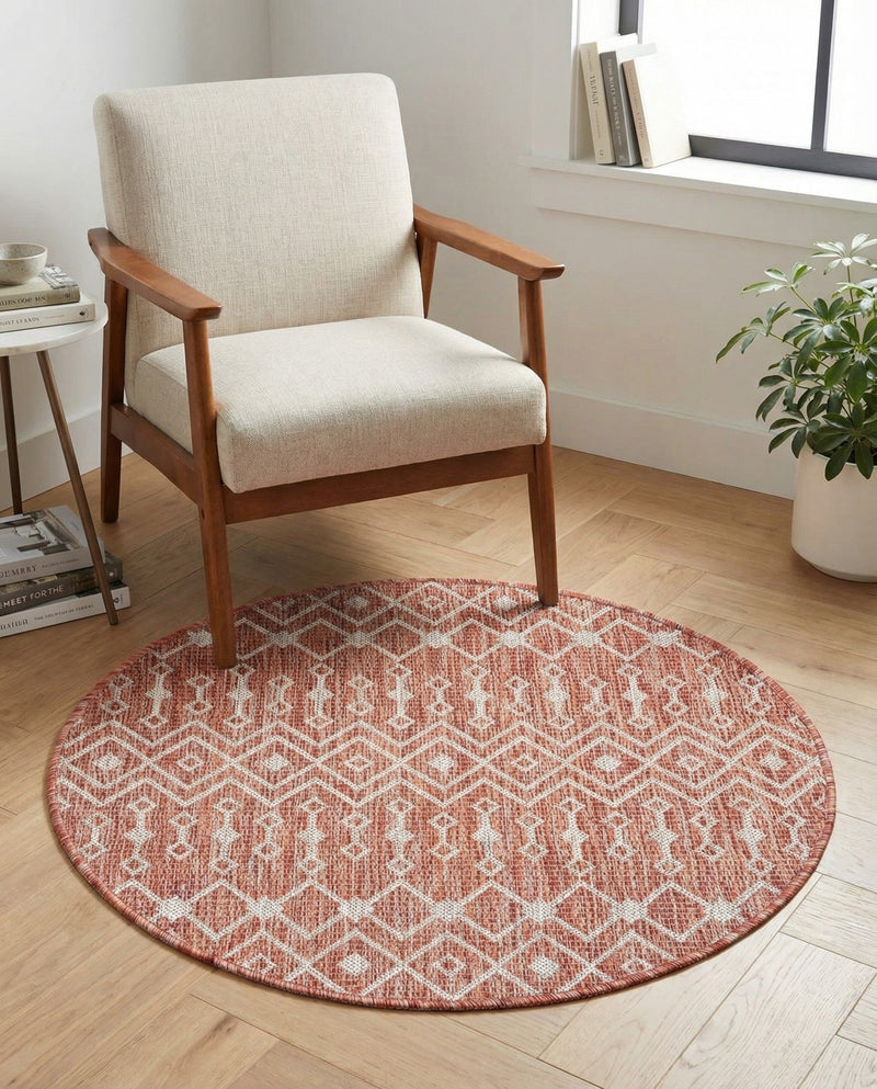 Savannah Pergola Collection Area Rug -  Pergola (Rust Red) Round Rust Red  lifestyle 62