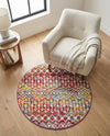 Mediterranean Lattice Collection Area Rug - Santorini (Multi) Round Multi  lifestyle 48
