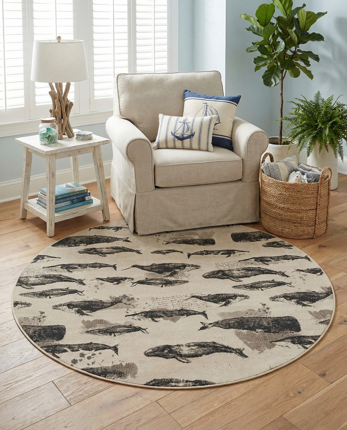 Seaside Haven Rugs Collection Area Rug -  Seabreeze Round Beige  lifestyle 86