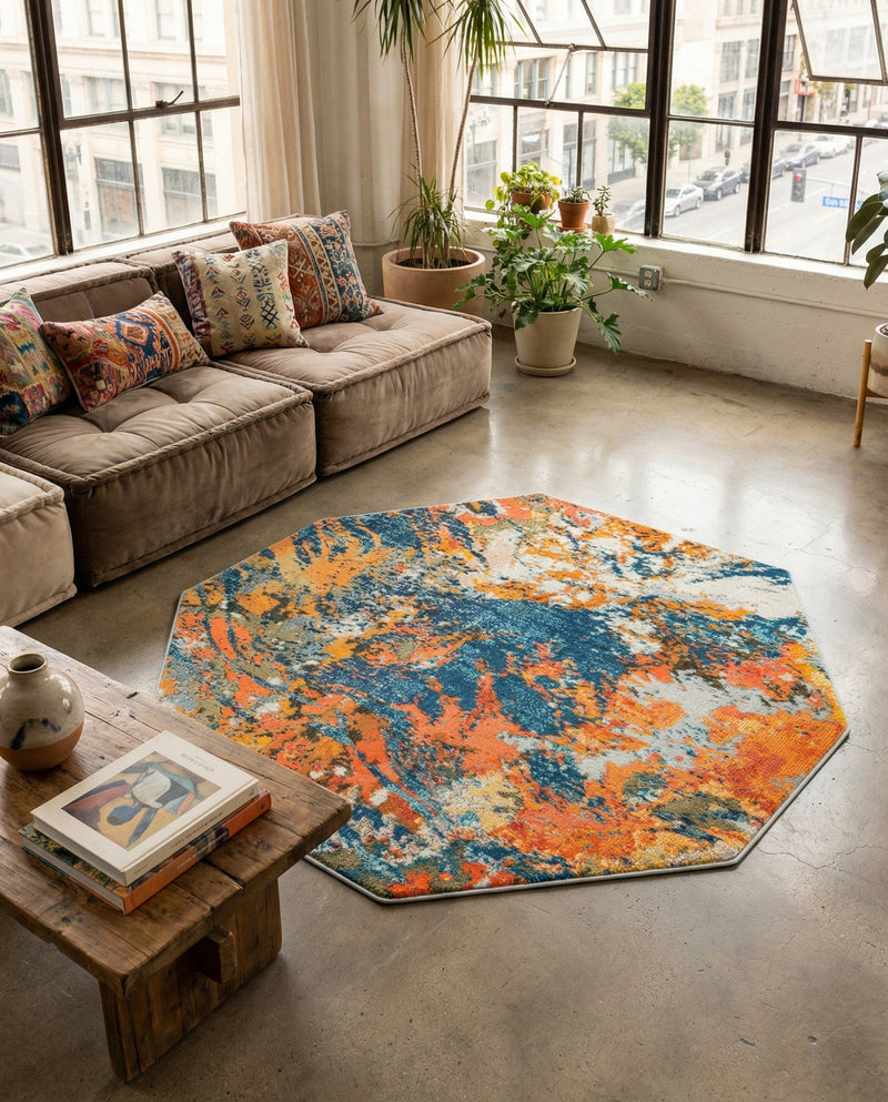 Colorburst Oasis Collection Area Rug -  Chroma Octagon Multi  lifestyle 39