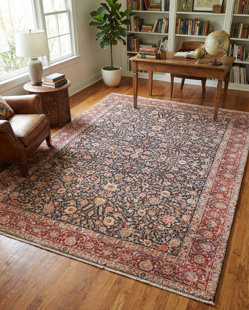 Bazaar Chic Collection Area Rug -  Tangier Rectangle Navy Blue  lifestyle 14