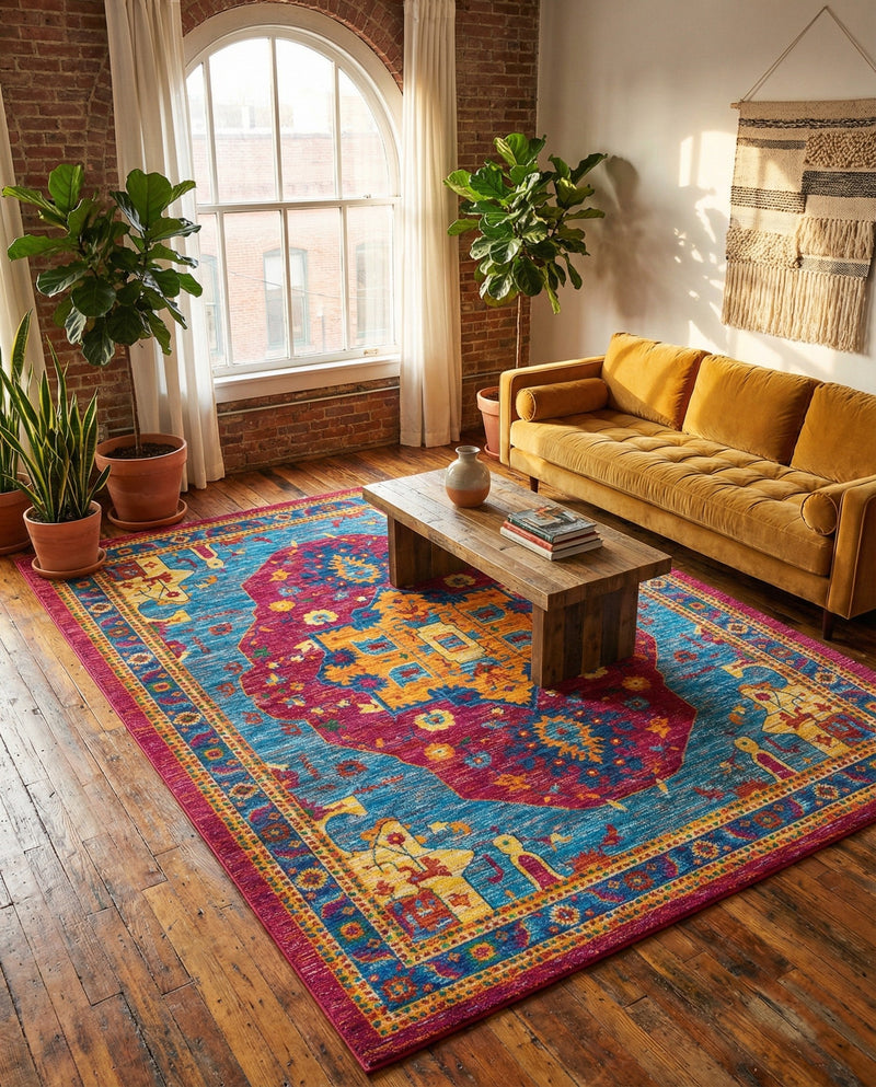 Caribbean Cove Collection Area Rug -  Canouan Rectangle Pink Blue  lifestyle 7