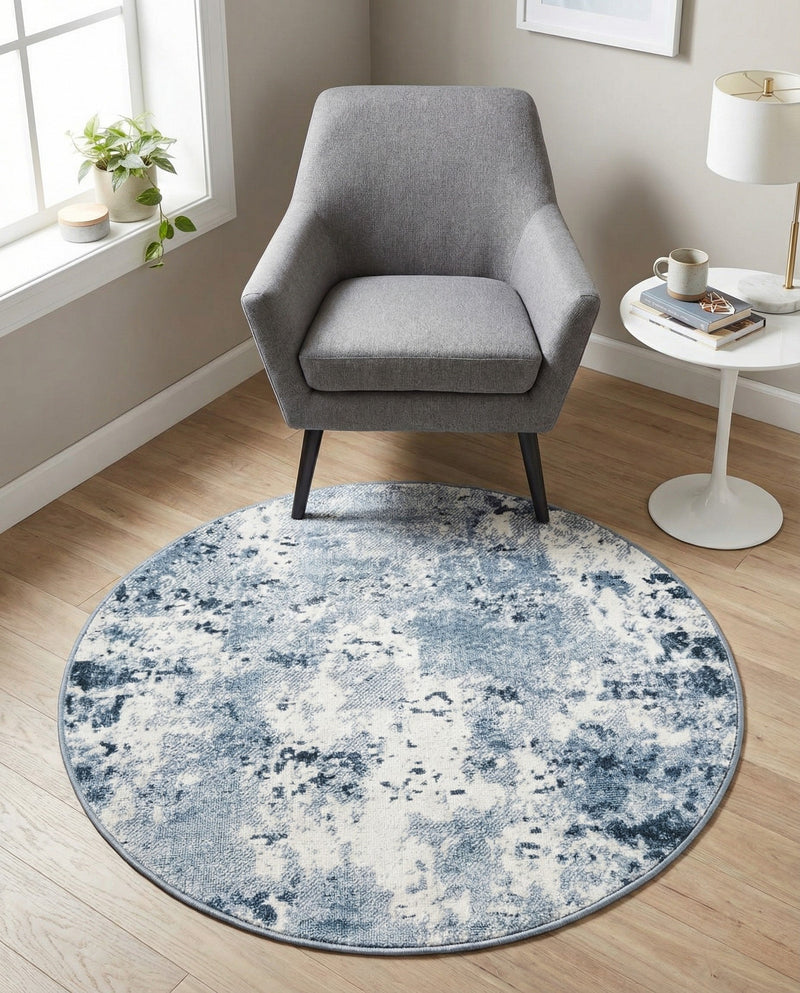Luminara Sands Collection Area Rug - Elysium (Vintage Blue) Round Vintage Blue  lifestyle 66