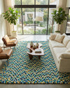 Woolen Sphere Collection Area Rug - Orbsburg (Blue) Rectangle Blue  lifestyle 13